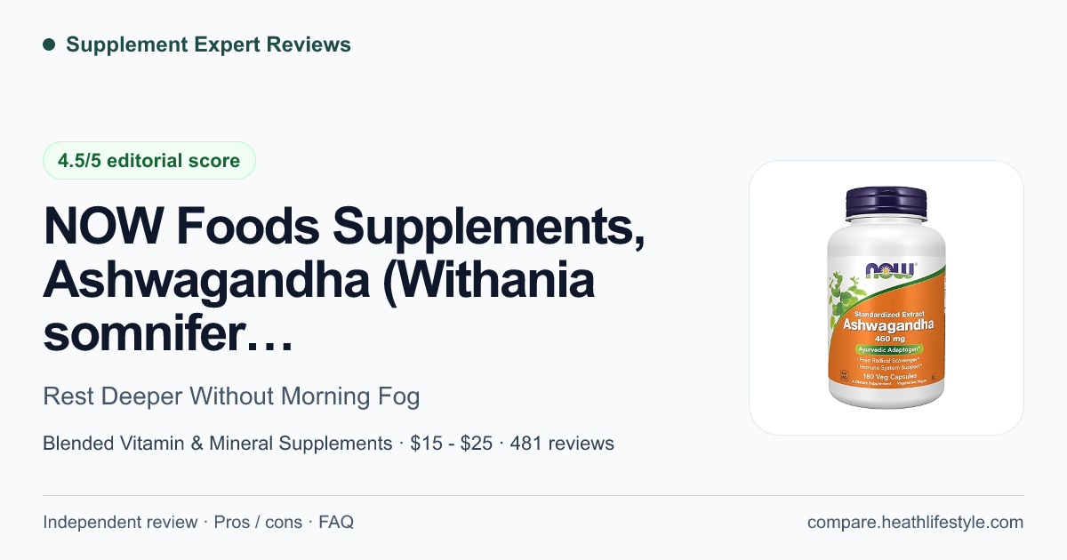 NOW Foods Supplements, Ashwagandha (Withania somnifera) — editorial review summary