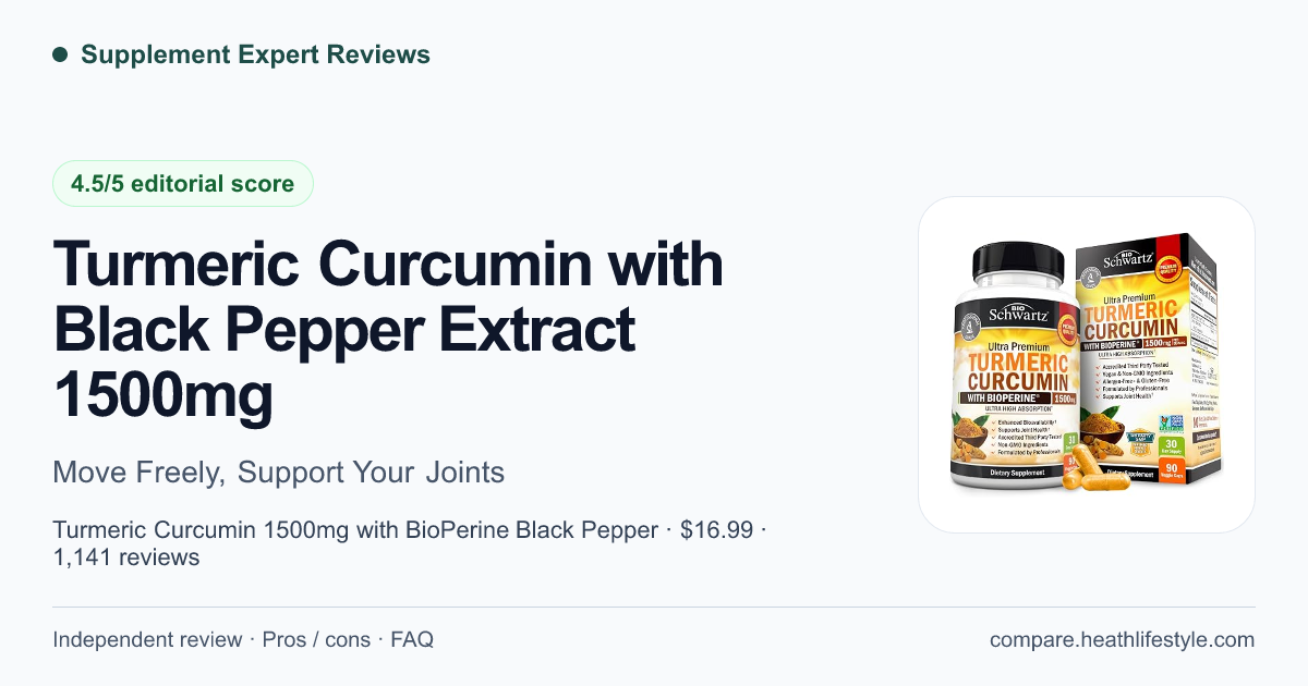 Turmeric Curcumin with Black Pepper Extract 1500mg — editorial review summary