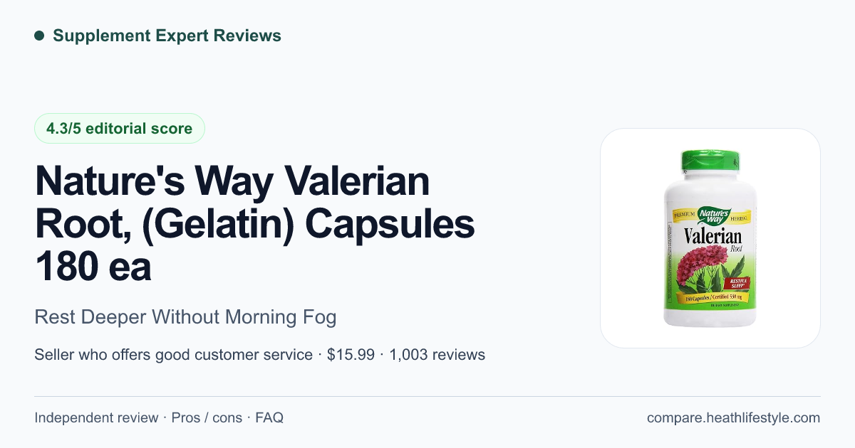 Nature's Way Valerian Root, (Gelatin) Capsules 180 ea — editorial review summary